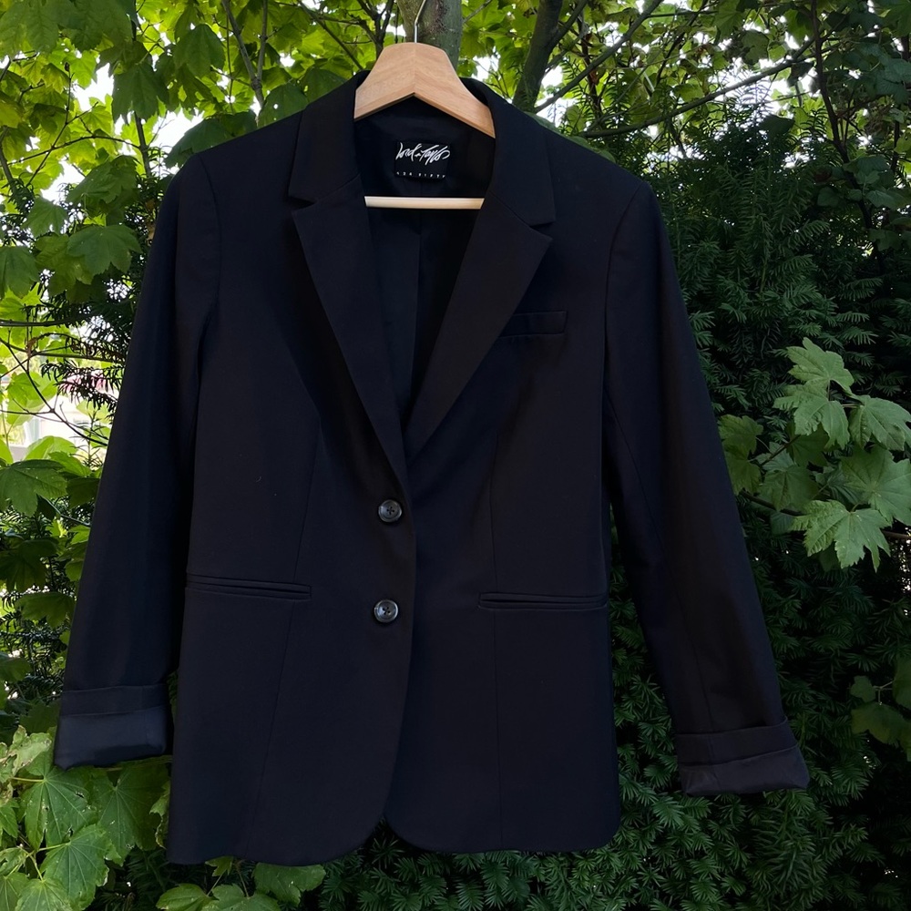 Lord and Taylor Classic Two-Button Blazer - Size M, Black